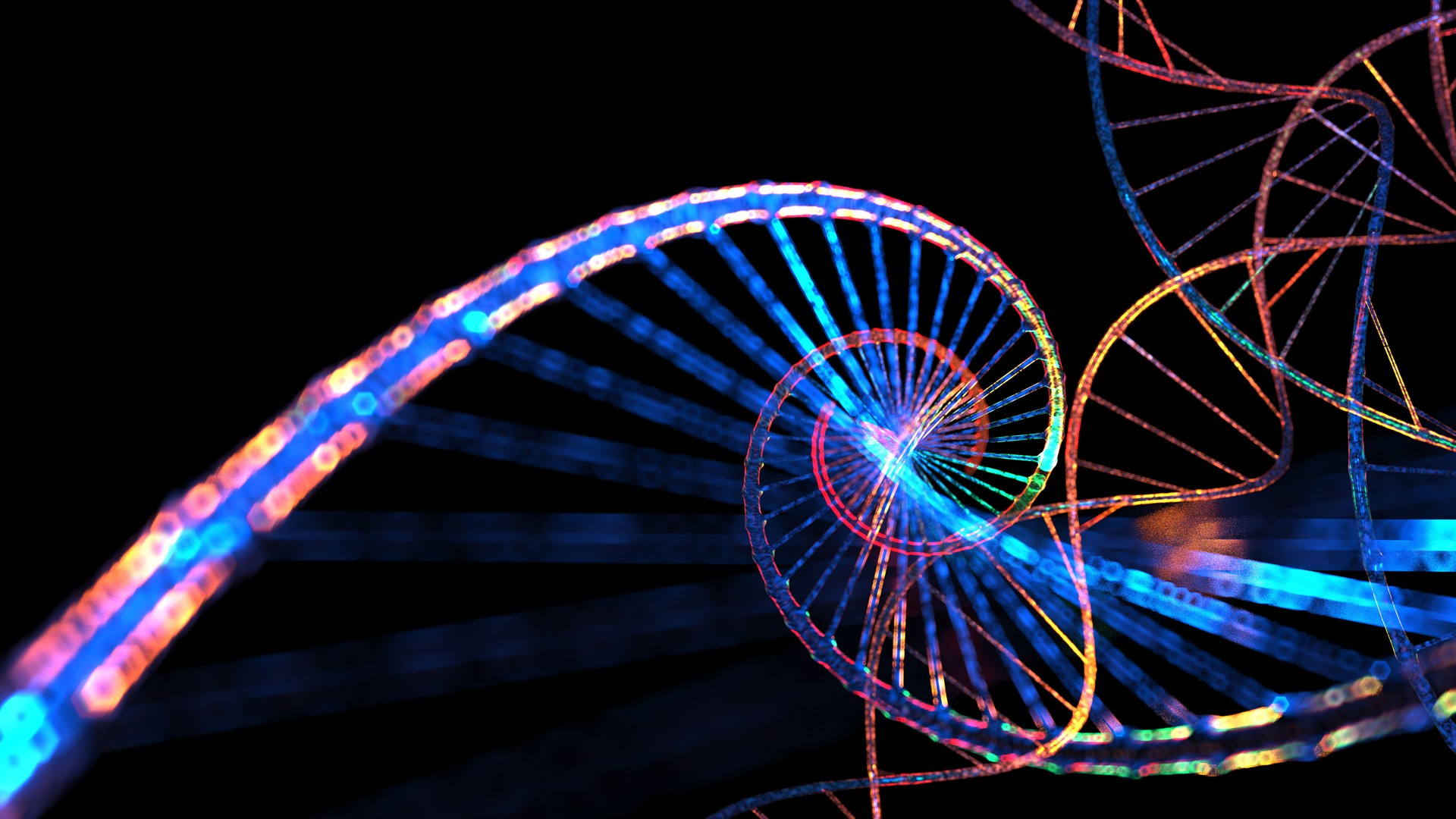 DNA abstract digital visualization. Changes in the genome, scientific transformations.  Machine Learning Concepts.